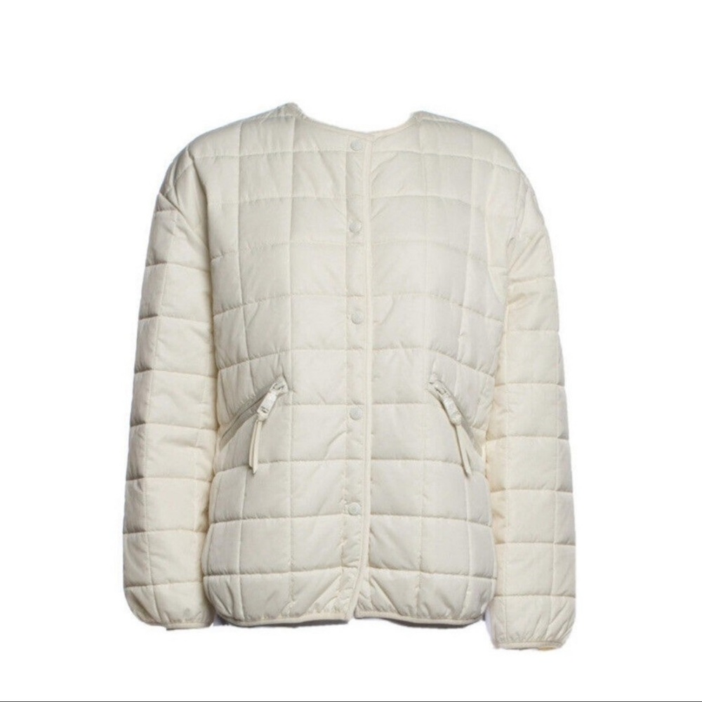 Rebecca Minkoff Box Quilted Cream White Puffer Spring Jacket $298 NWT